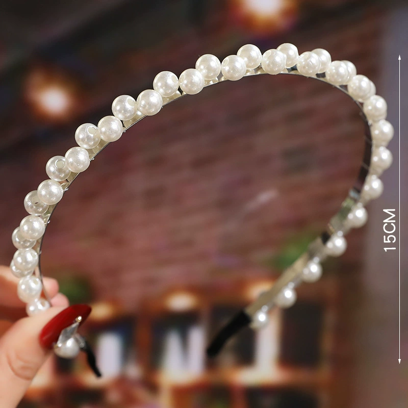FLY1862 Korean version of the internet-famous handcrafted hair accessory, simple and versatile, facial wash headband, bow pearl headband, wedding bridesmaid headwear pic 5