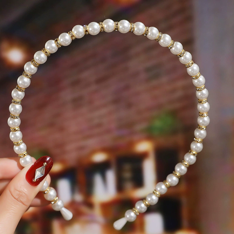 FLY1862 Korean version of the internet-famous handcrafted hair accessory, simple and versatile, facial wash headband, bow pearl headband, wedding bridesmaid headwear pic 6