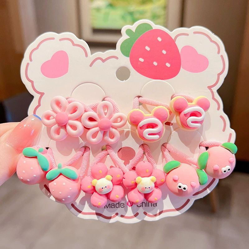Cute bear hair tie, children's cute hair tie rubber band, little girl cartoon hair tie, elastic headwear set wholesale detail image 5