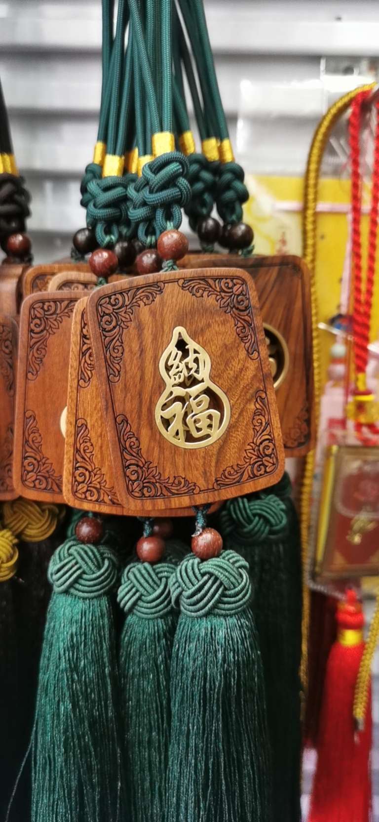 Sandalwood inlaid with copper car hanging detail image 7