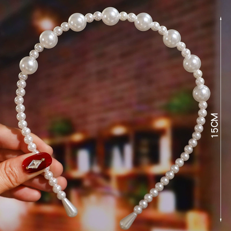FLY1862 Korean version of the internet-famous handcrafted hair accessory, simple and versatile, facial wash headband, bow pearl headband, wedding bridesmaid headwear pic 4