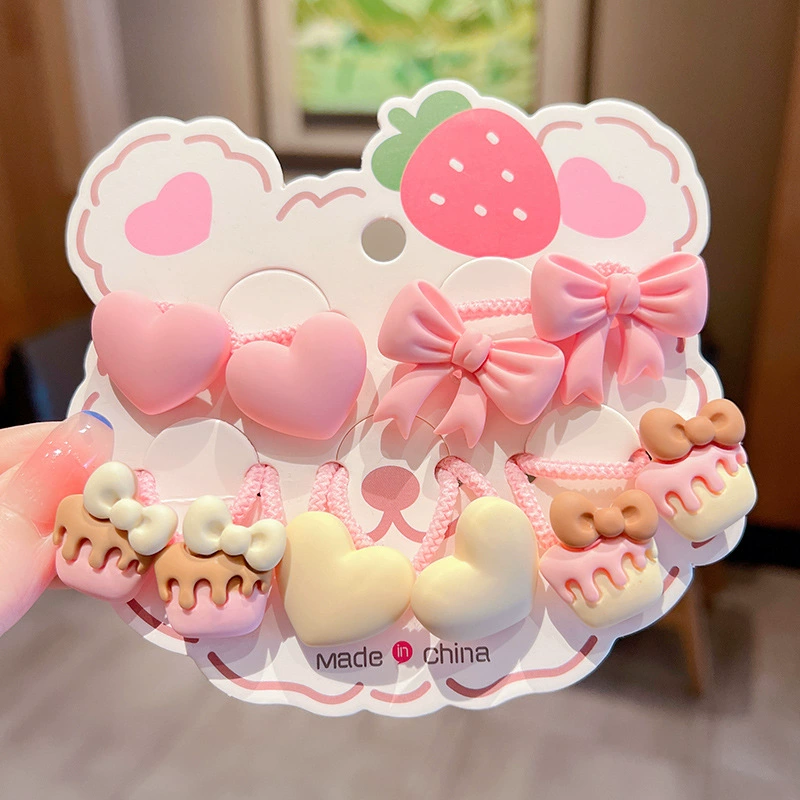 Cute bear hair tie, children's cute hair tie rubber band, little girl cartoon hair tie, elastic headwear set wholesale detail image 7