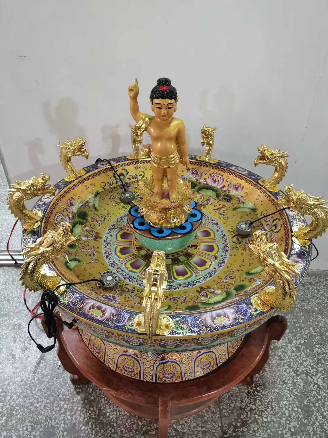 祥晟堂工艺品厂，景泰蓝全铜浴佛盆九龙吐水佛盆浴佛节寺庙释迦摩尼佛太子佛像佛堂佛诞日详情图10