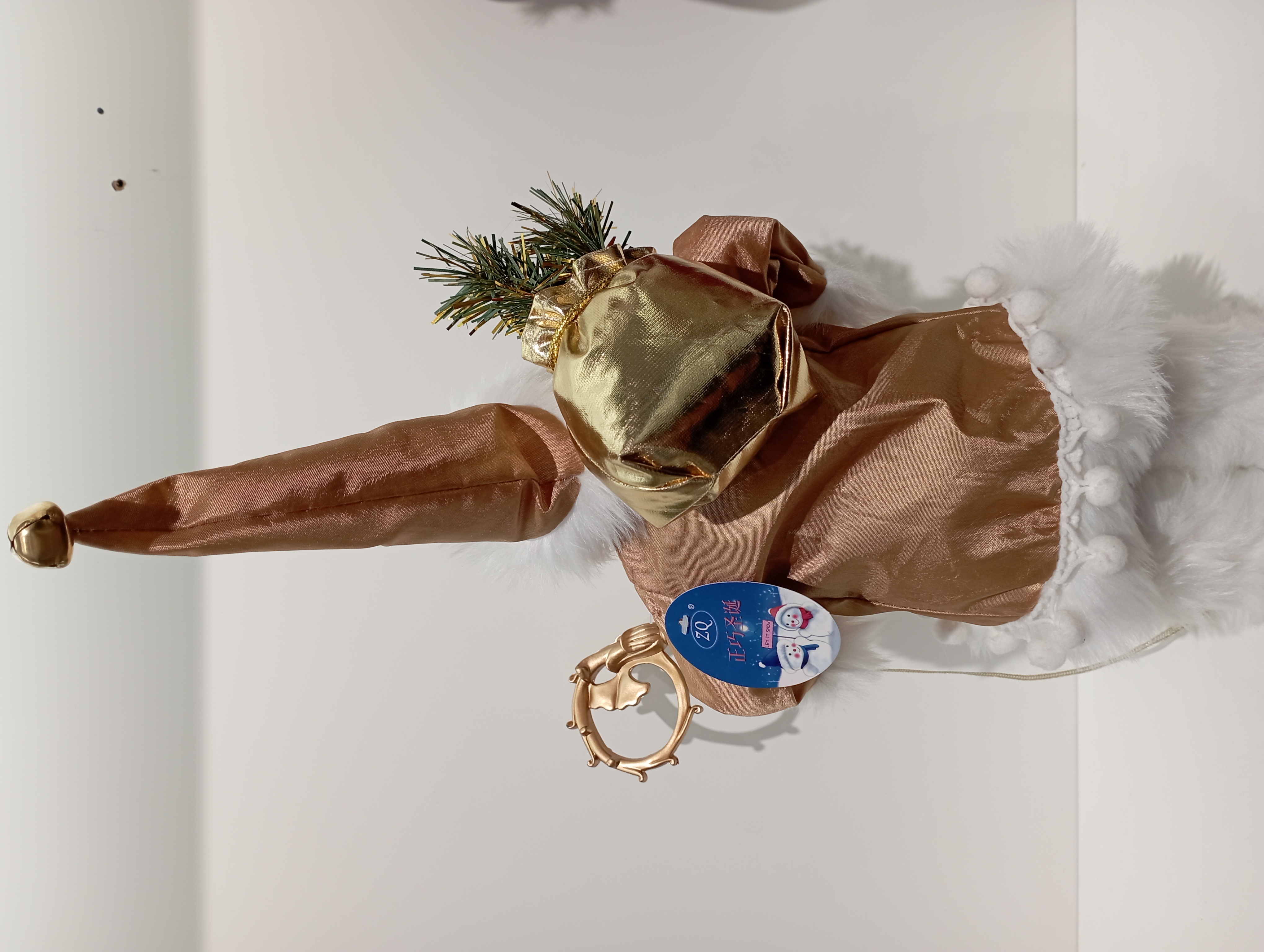 Santa vestido de oro mano con bastón espalda paquete de regalo exquisito para amigos familia 9123 muñecas de navidad Specification image