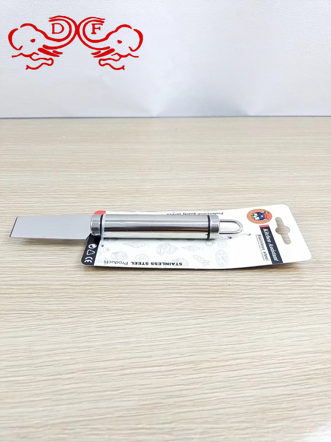 DF99639 stainless steel kitchen small tools: Peeler, long ginger grinder, rice spoon, meat cutter, spatula, slotted spoon, powder surface cleaner, flat spatula, slotted spatula, oil rack, peeler, corn grater, lemon grater Item Picture