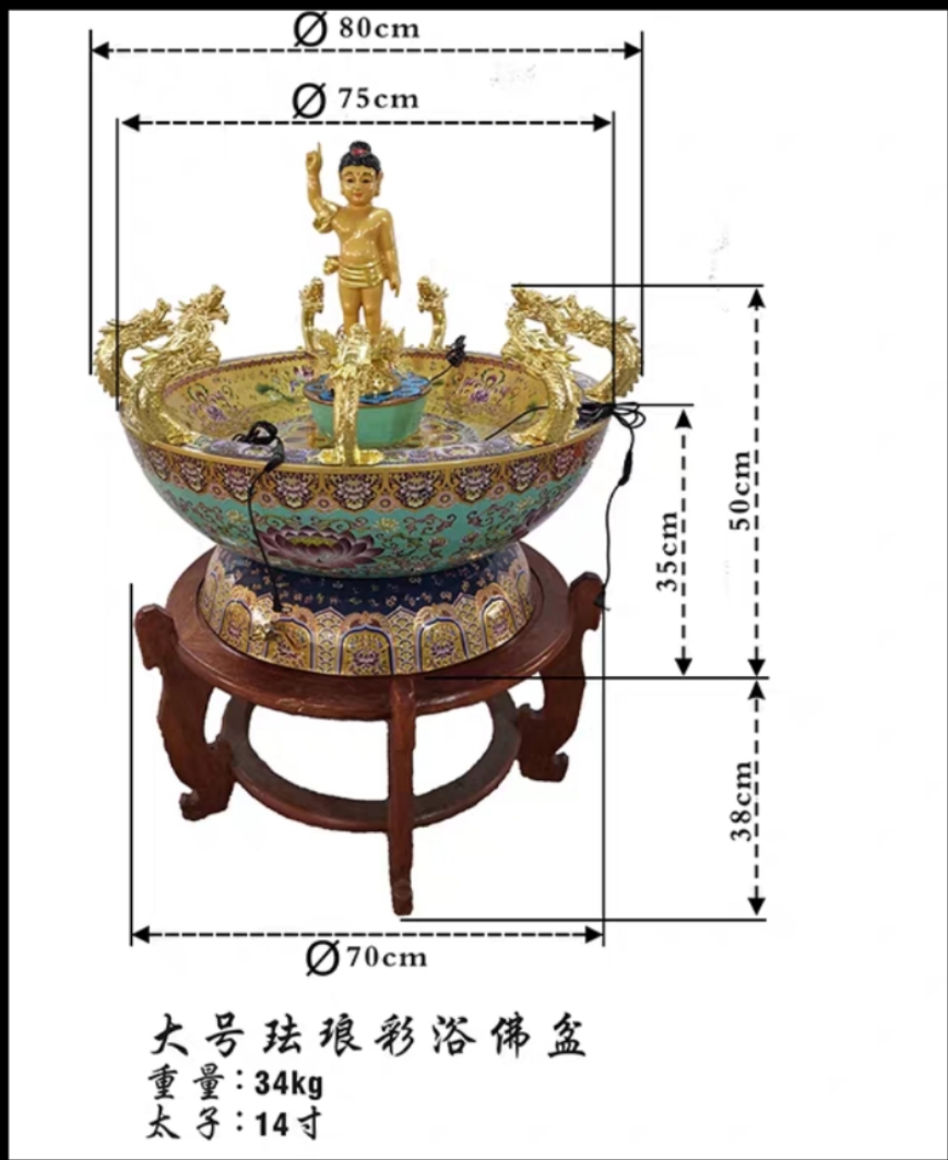 纯铜浴佛盆/四月初八沐浴/浴佛盆细节图