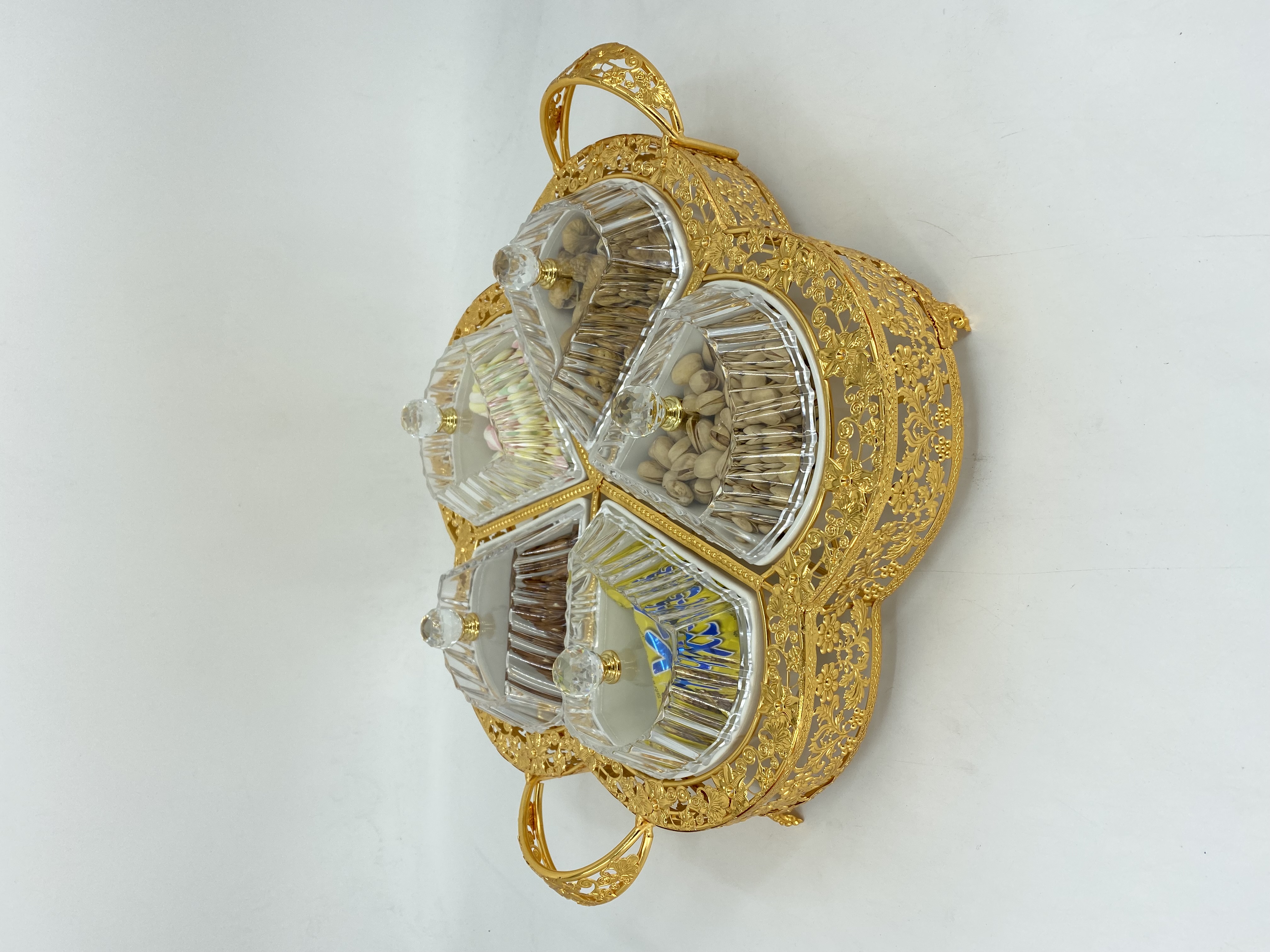 The five-diamond ceramic plate can hold nuts, snacks and small cakes details Picture