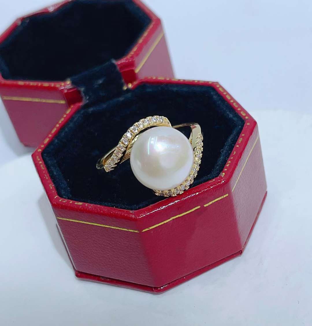 Natural pearl 12mm open ring details Picture