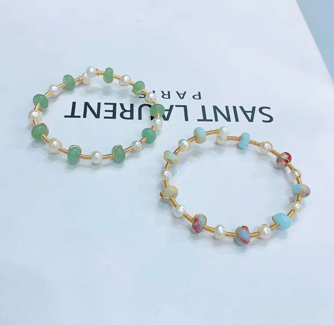 Original design factory direct sales of natural pearls, natural stones, Shoushan stones/Dongling jade hand-wound bracelets Application Scenario
