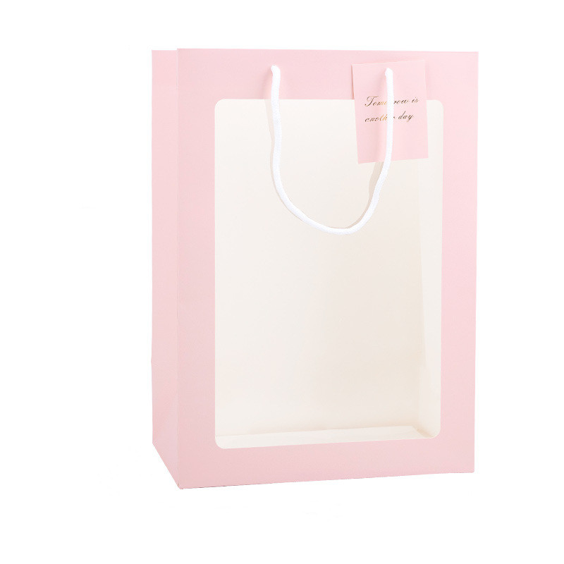 礼品袋透明开窗pvc可视鲜花向日葵礼物包装购物袋纸质手提礼袋详情图2
