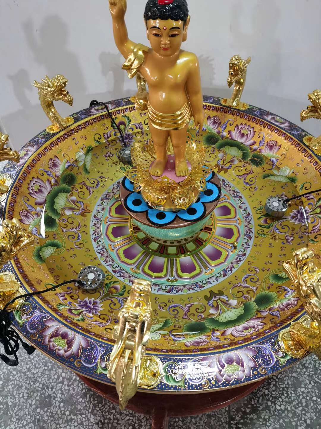 祥晟堂工艺品厂，景泰蓝全铜浴佛盆九龙吐水佛盆浴佛节寺庙释迦摩尼佛太子佛像佛堂佛诞日详情图9