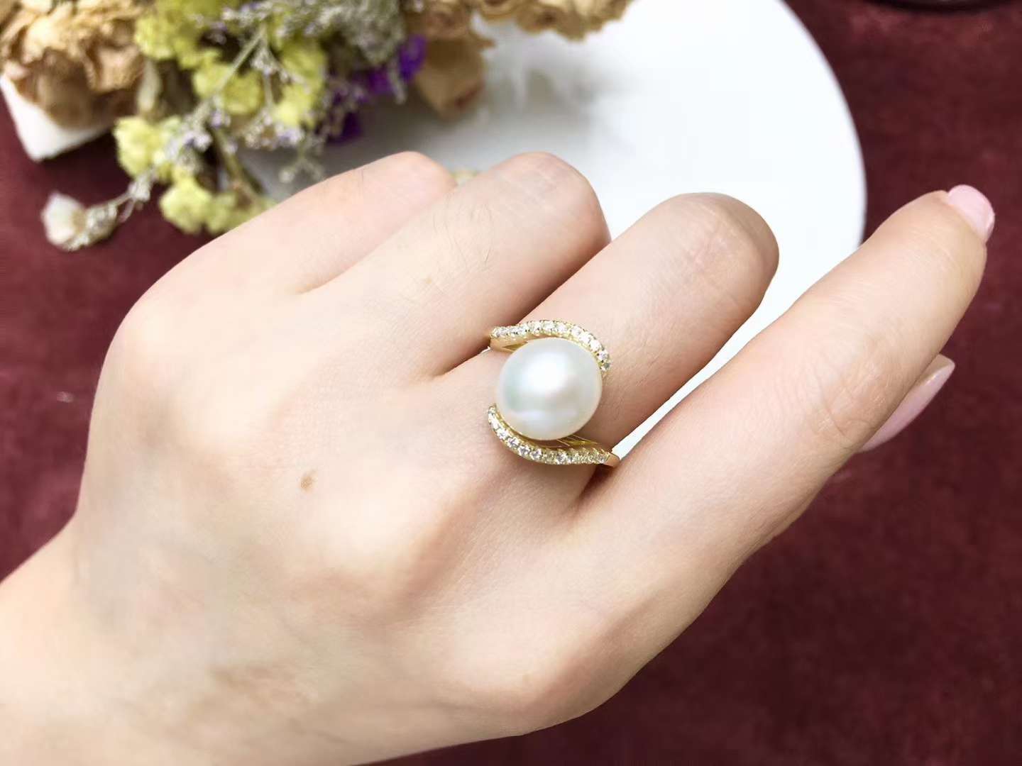 Natural pearl 12mm open ring Item Picture