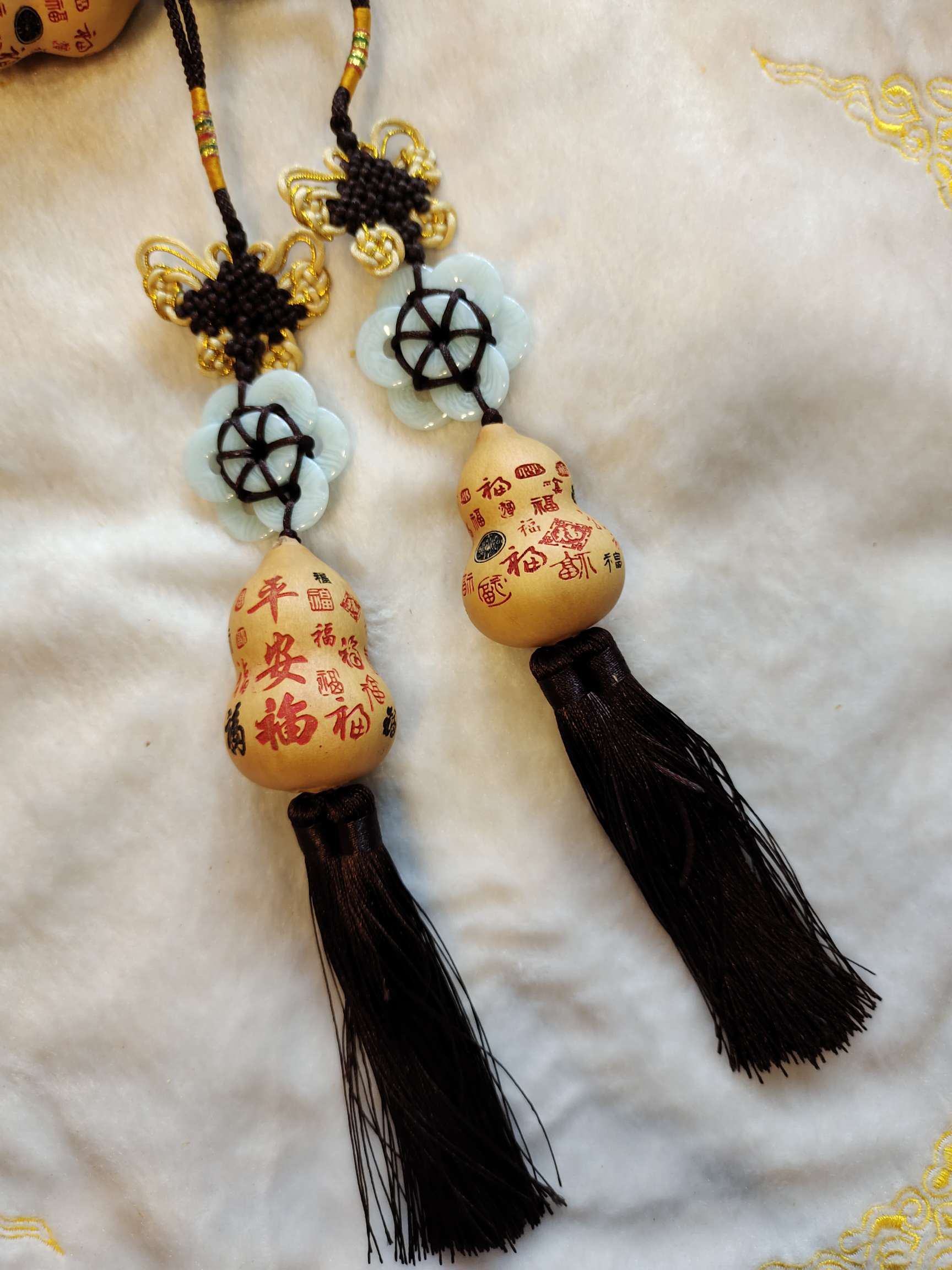 蝴蝶结平安玉片编的梅花葫芦车挂，保平安，保健康，多子多福，万事大吉，吉祥如意详情图6