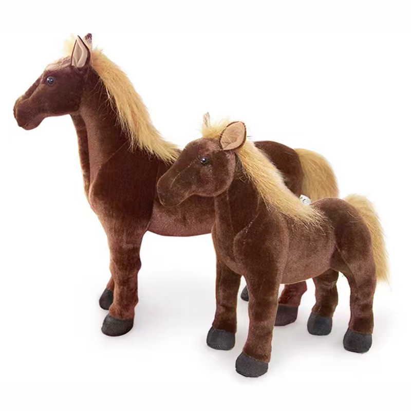 毛绒动物大号仿真马站姿棕色斑点色马儿童节玩具礼物质量保障现货批发