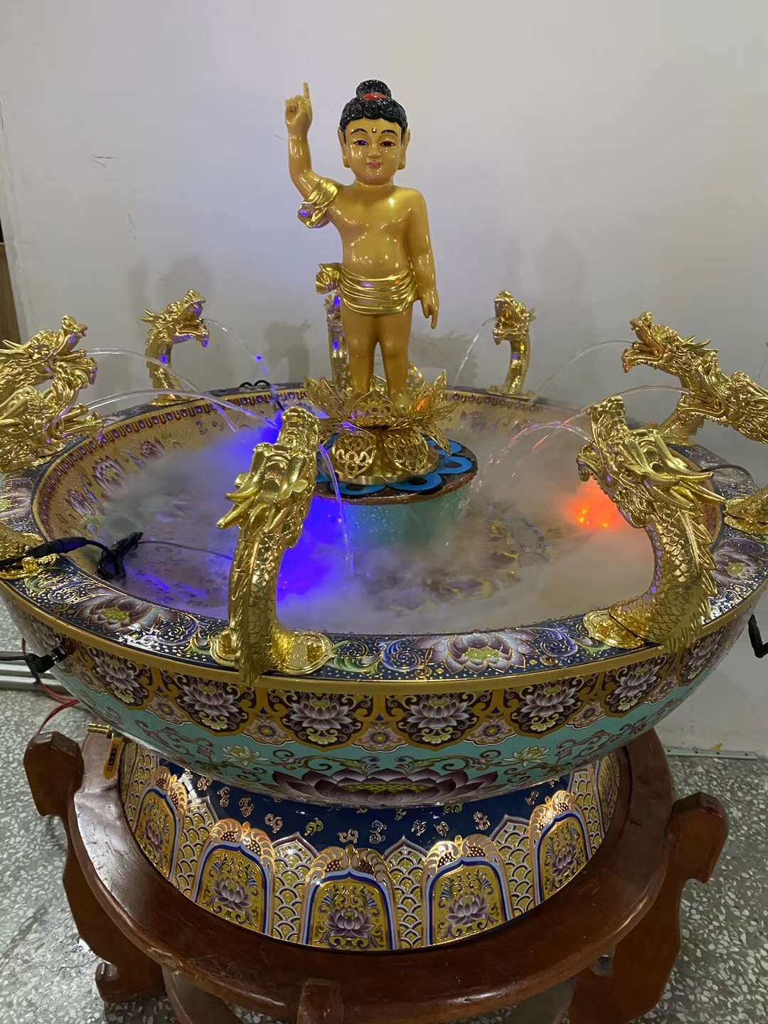 祥晟堂工艺品厂，景泰蓝全铜浴佛盆九龙吐水佛盆浴佛节寺庙释迦摩尼佛太子佛像佛堂佛诞日详情图5
