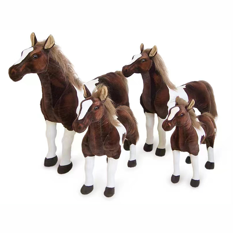Plush animal, large-sized simulation horse standing posture, brown spotted horse, Children's Day toy gift, quality guaranteed, wholesale in stock Application Scenario