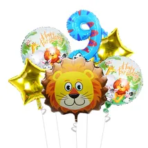 9岁动物生日快乐铝膜气球派对用品装饰用品批发