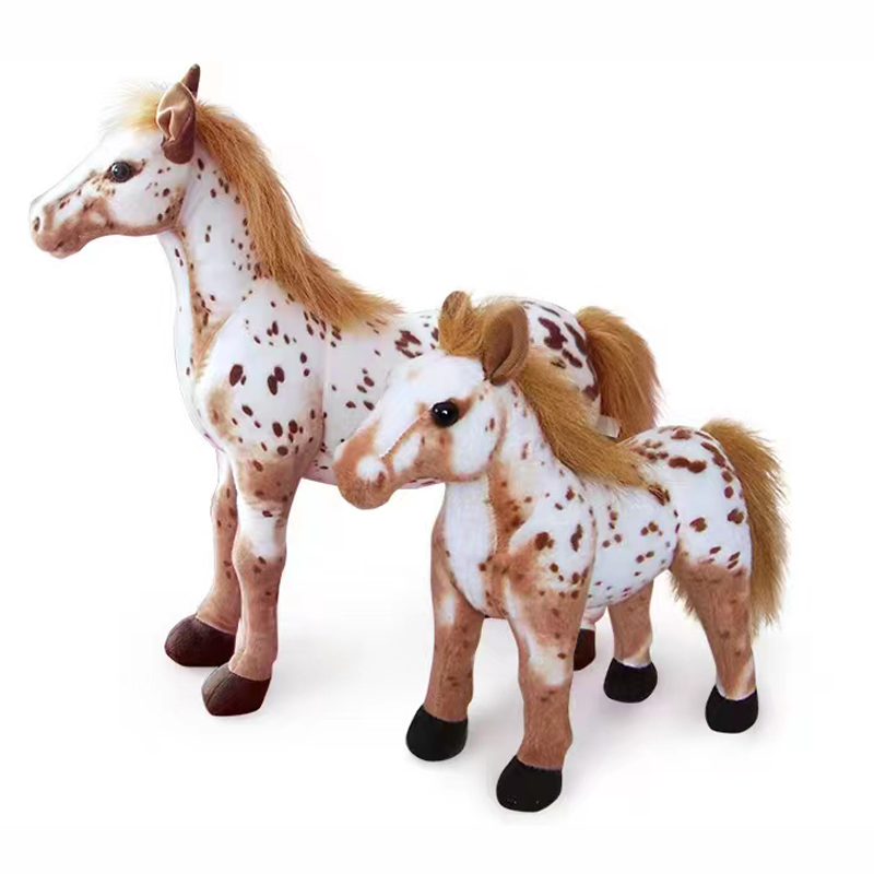 Plush animal, large-sized simulation horse standing posture, brown spotted horse, Children's Day toy gift, quality guaranteed, wholesale in stock Specification image
