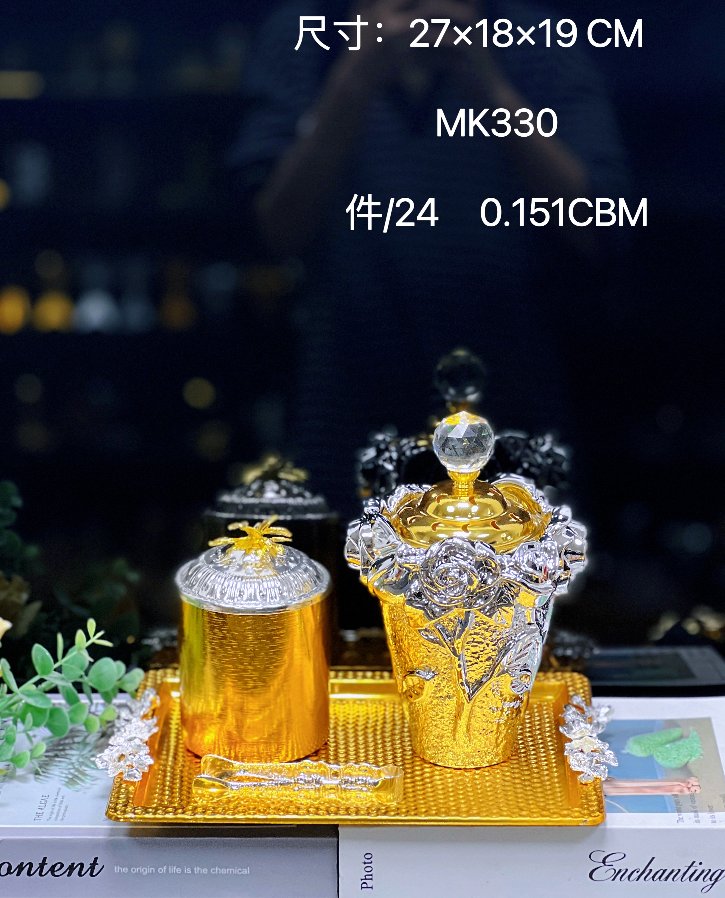 New glass alloy incense burner set, new charcoal burner gift, handicraft and decorative items MK329 series details Picture