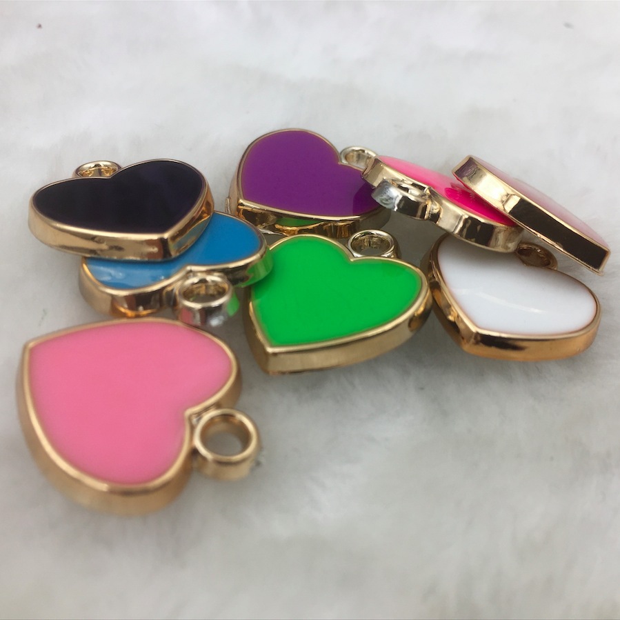 Korean diy jewelry accessories, oil-dripping heart-shaped pendants, bracelets, necklaces, pendants, plastic heart-shaped accessories detail image 3
