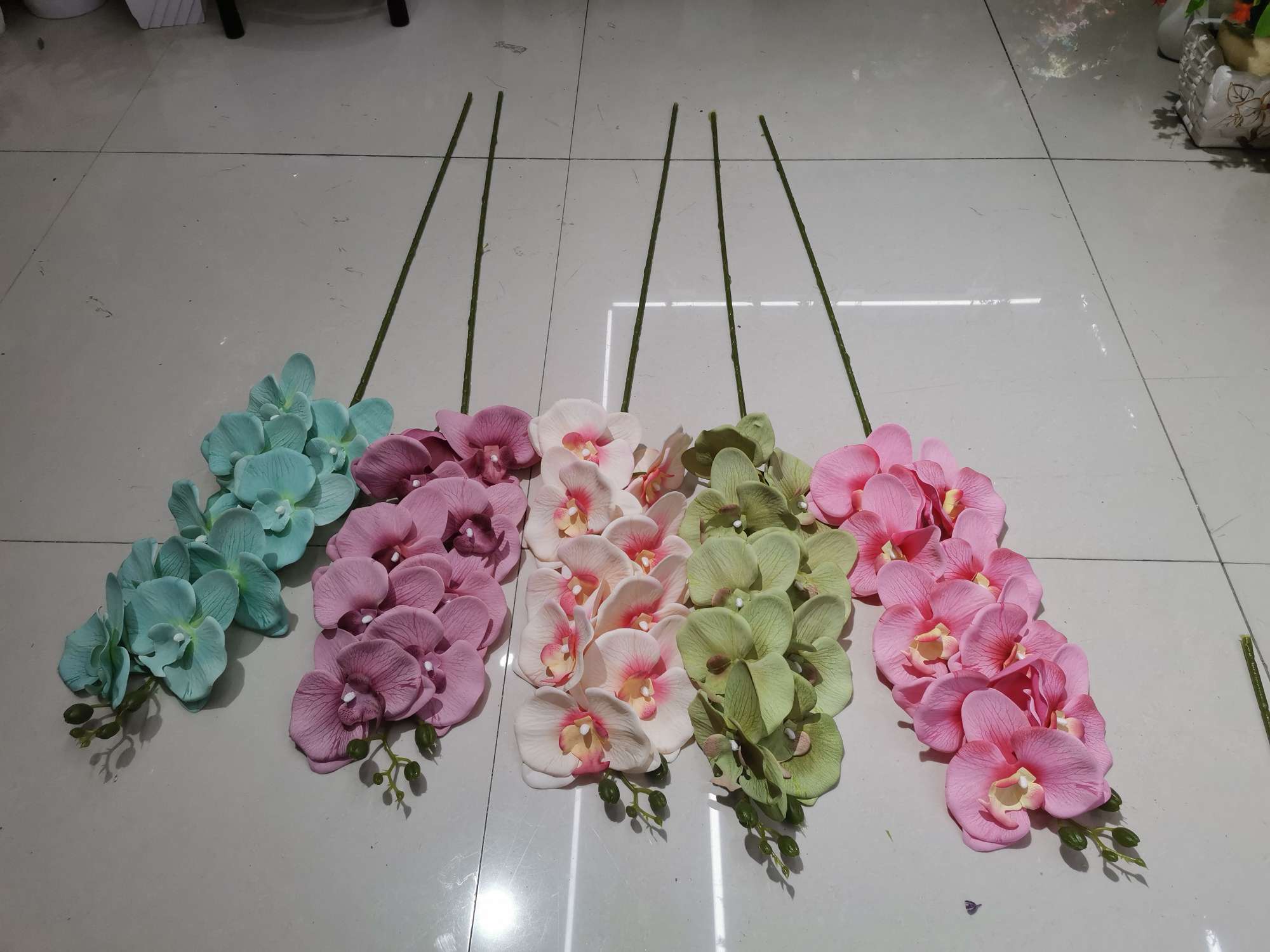 New simulation 9-head 3D Phalaenopsis decorative engineering flower details Picture