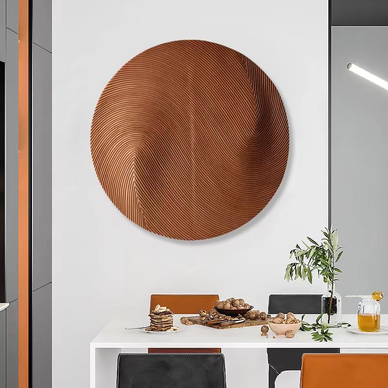 Light luxury living room sofa, TV background, wall hangings, retro creative wood carvings, wall decorations for the dining room Specification image