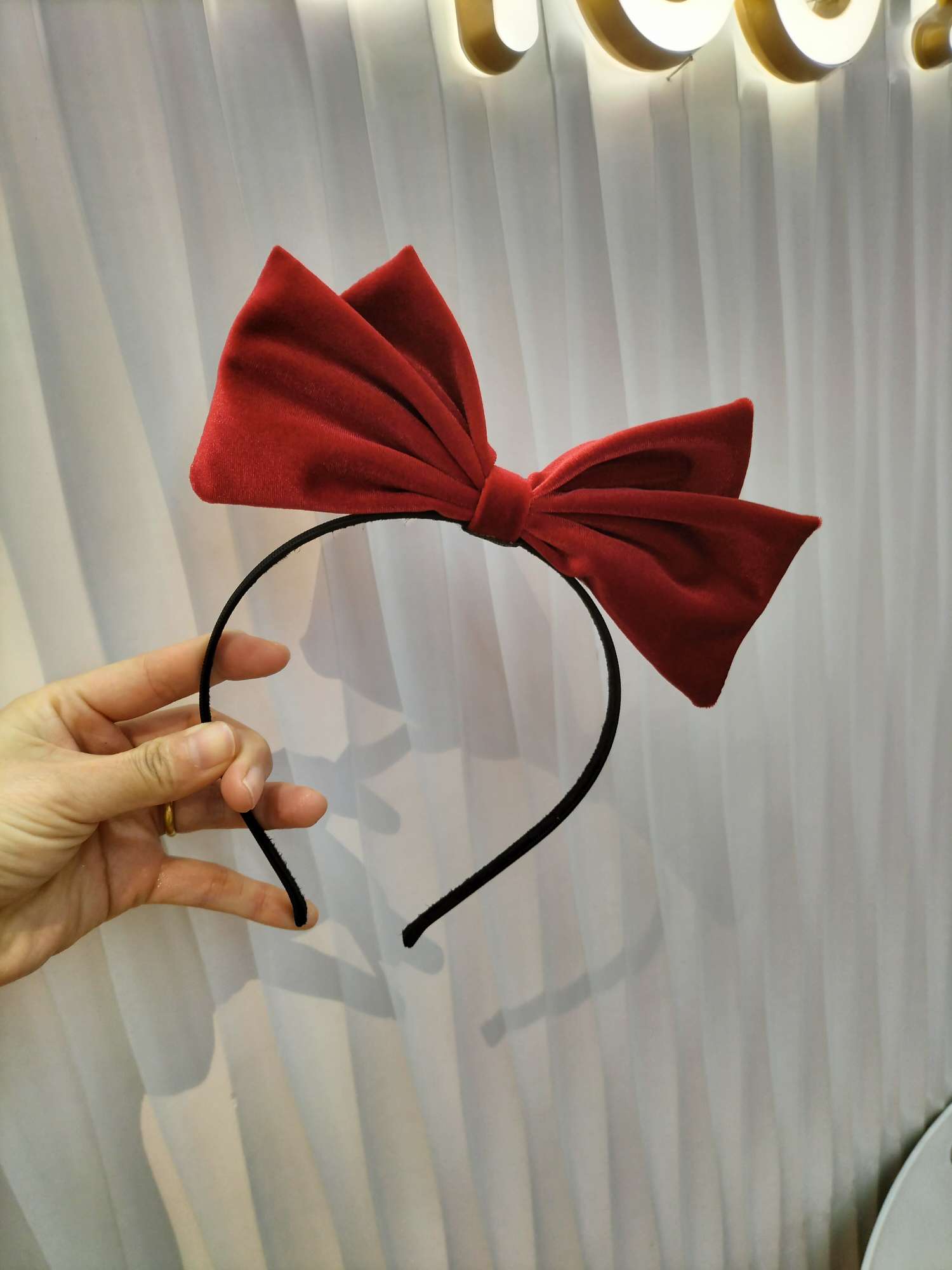 Flocked bow tie headband