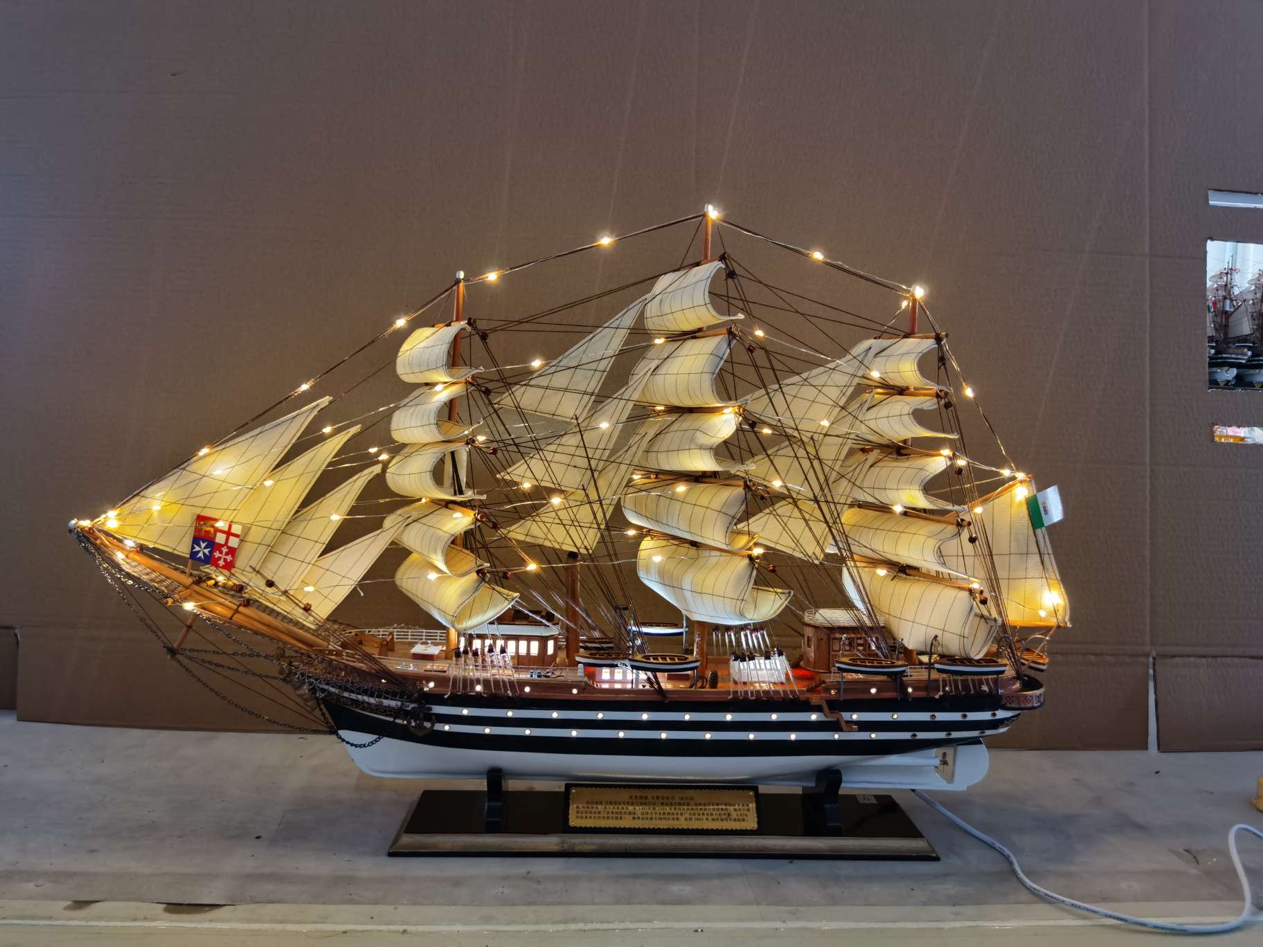 美式家具木质工艺品帆船摆件  一帆风顺图