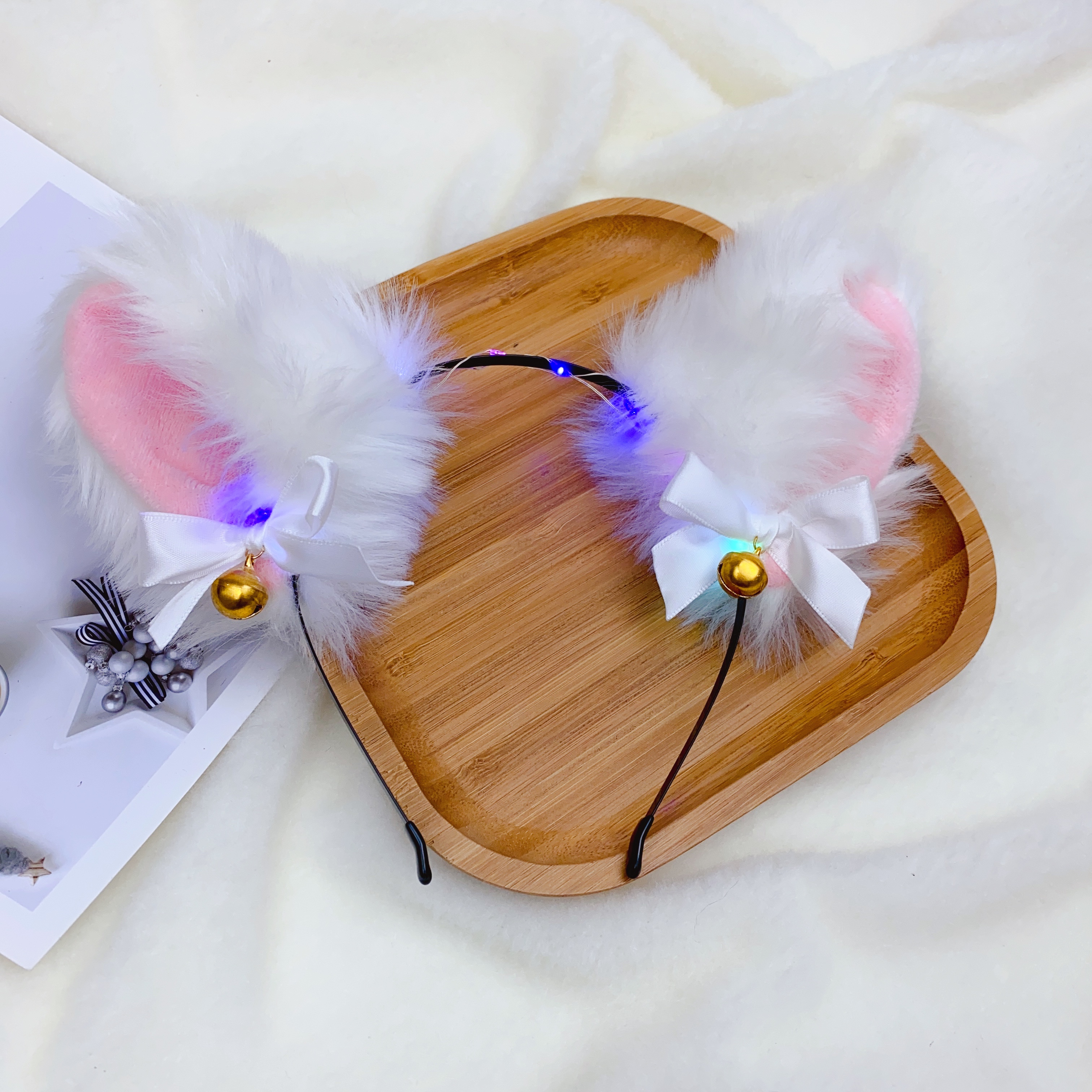 Lucky Rabbit Series - Plush Earband Bell Headband (with Light) details Picture