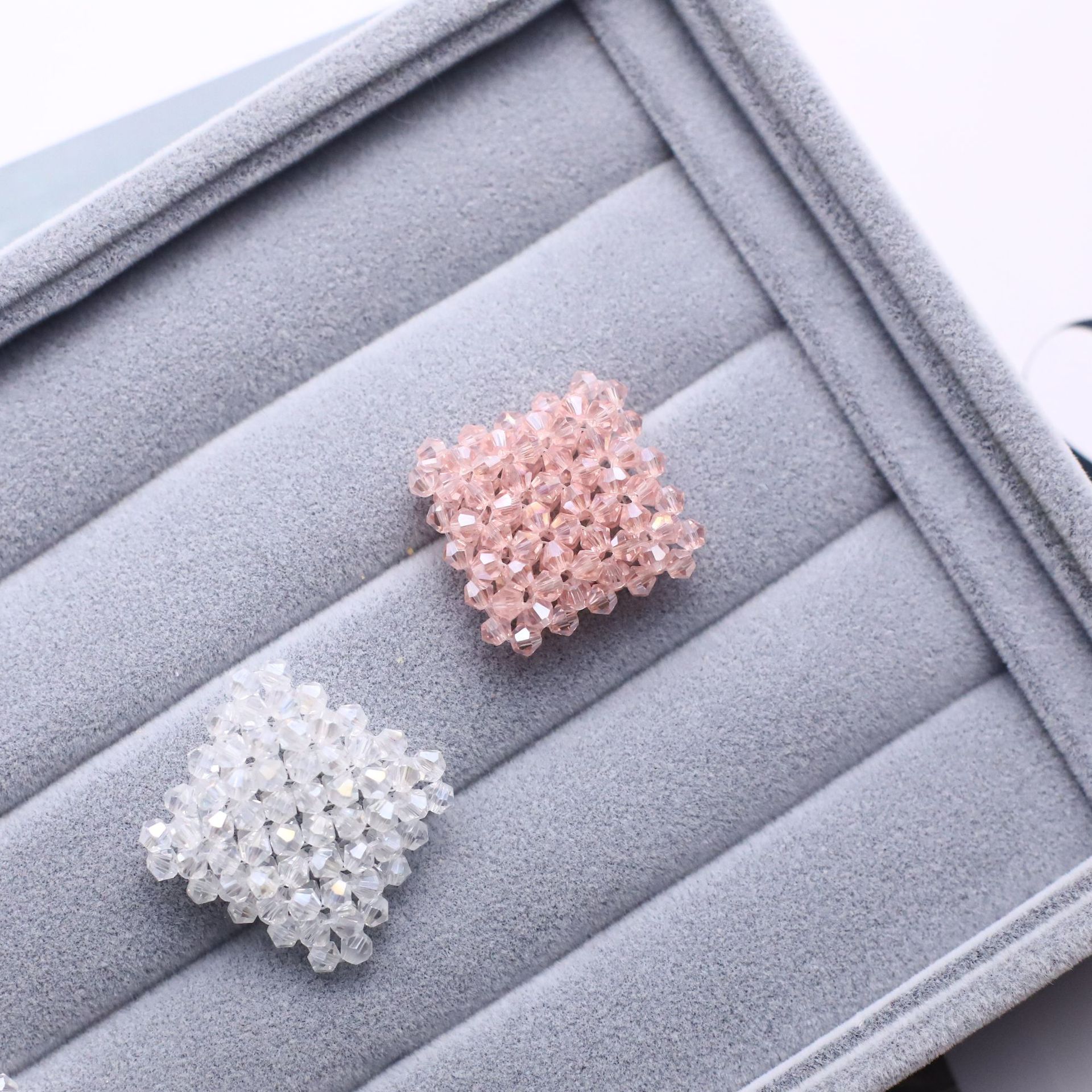 手工串珠蝴蝶结正方体耳饰半成品服装辅料饰品配件耳钉材料详情2