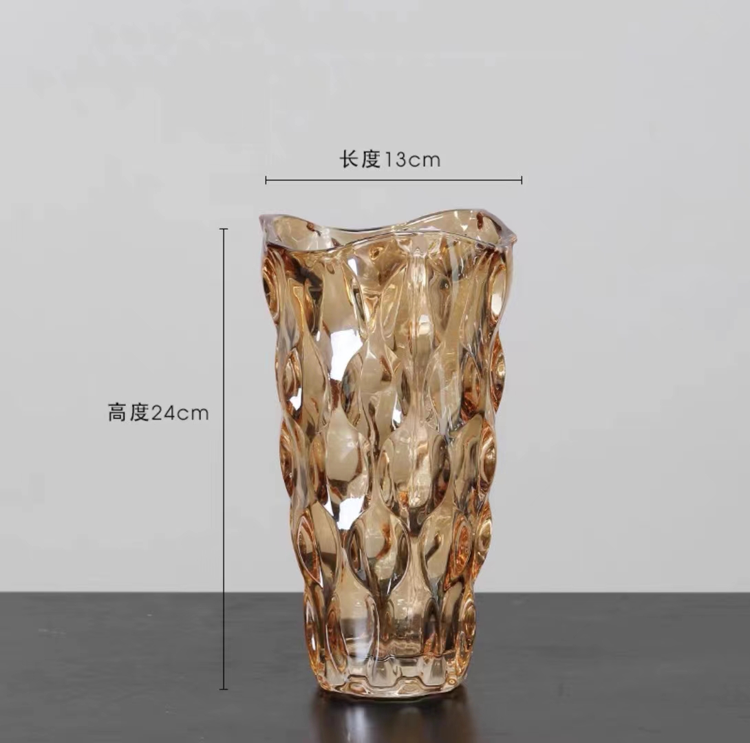 轻奢北欧西米亚水晶玻璃花瓶摆件客厅水养插花玫瑰装饰品详情图3