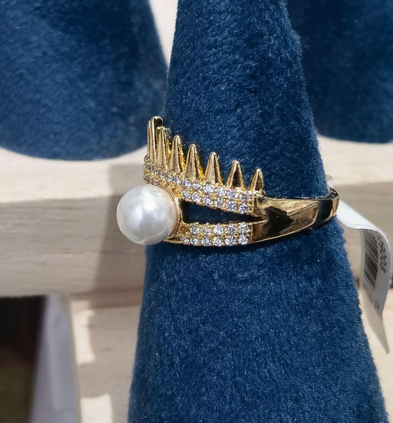 Fashionable pearl rings, eye-shaped, breathtakingly beautiful, 12 in a dozen, three electroplated colors details Picture