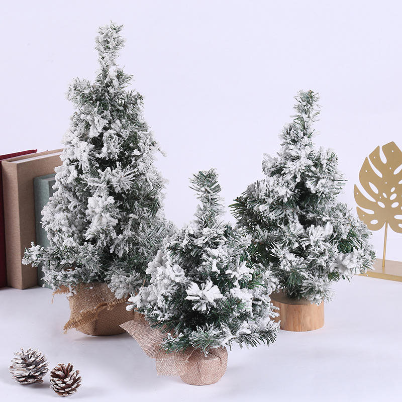 外贸迷你圣诞树30cm40cm45cm办公室桌面植绒雪树圣诞节装饰品