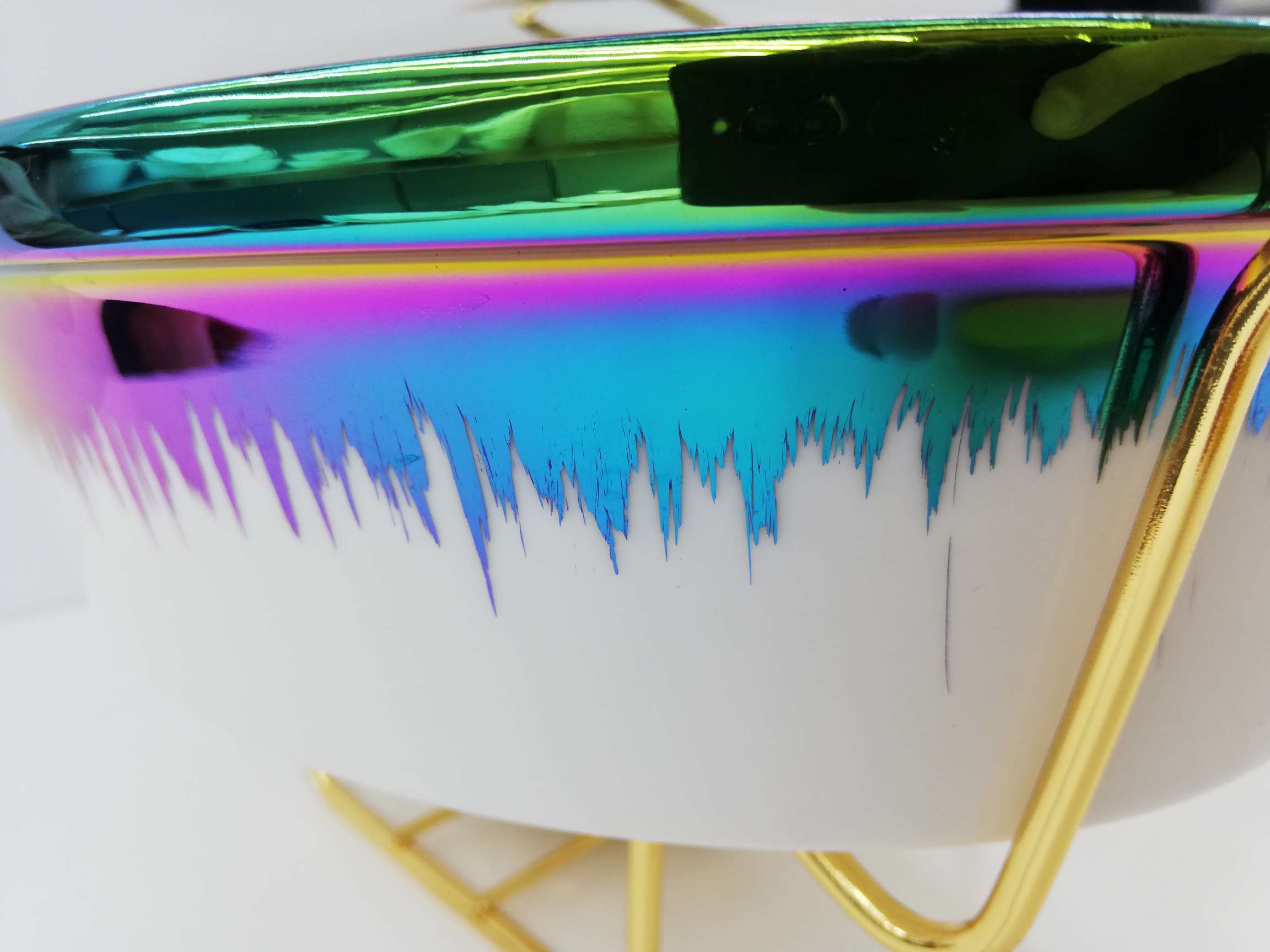 新款网红爆款七彩镀金汤锅带金色铁架13寸椭圆形陶瓷汤锅详情图7