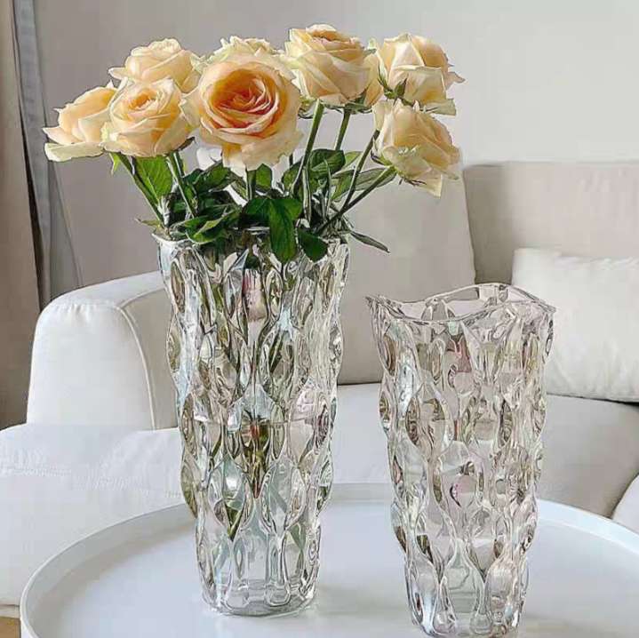 轻奢北欧西米亚水晶玻璃花瓶摆件客厅水养插花玫瑰装饰品