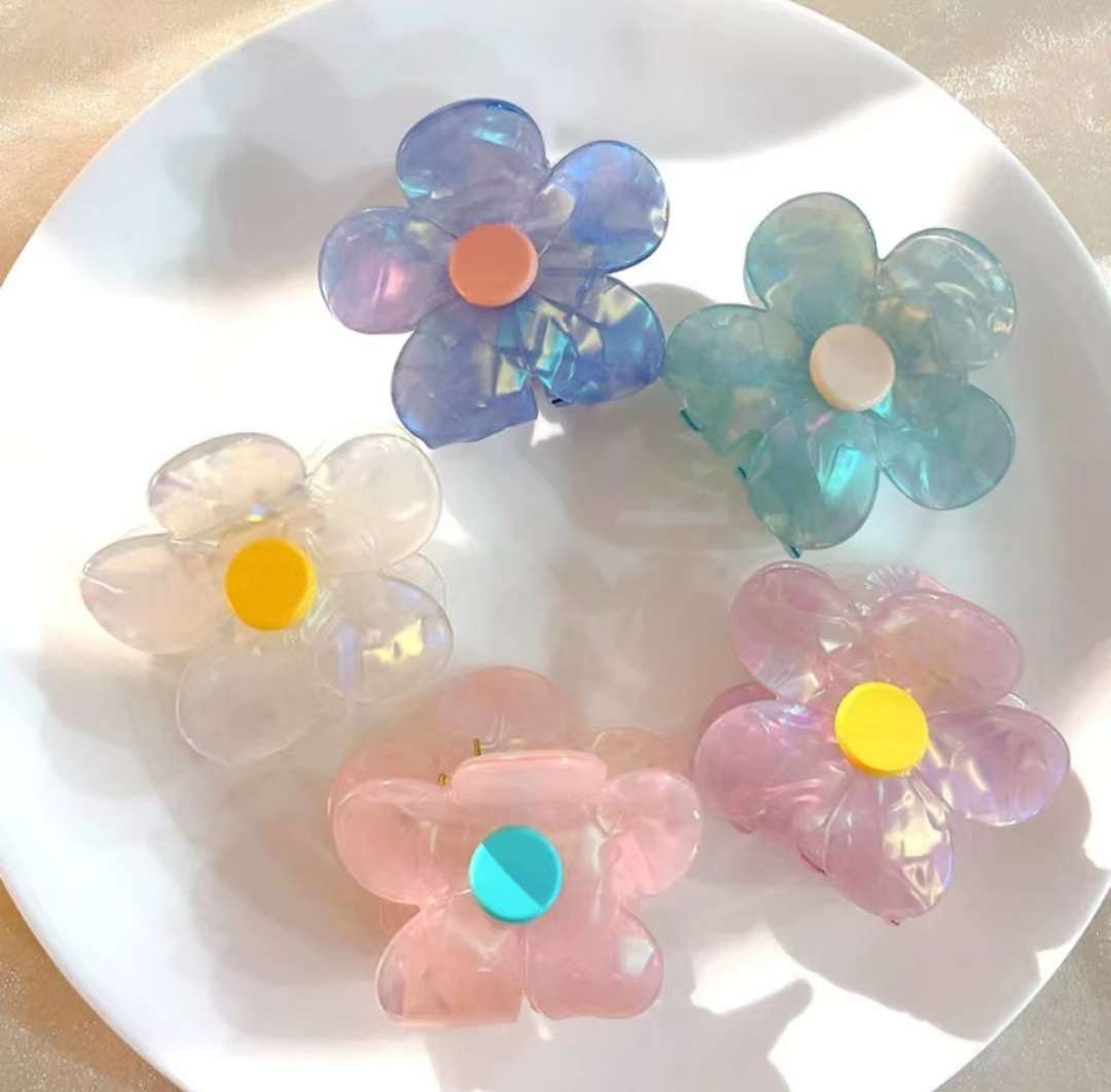 韩版花朵醋酸抓夹迷你发抓后脑勺头发夹子发卡少女甜美可爱发夹 