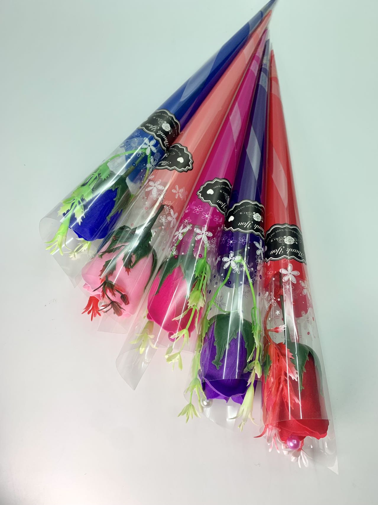 Creative gift soap flower single stick wholesale soap flower Qixi Festival gift, preserved flower single stick rose PVC Specification image