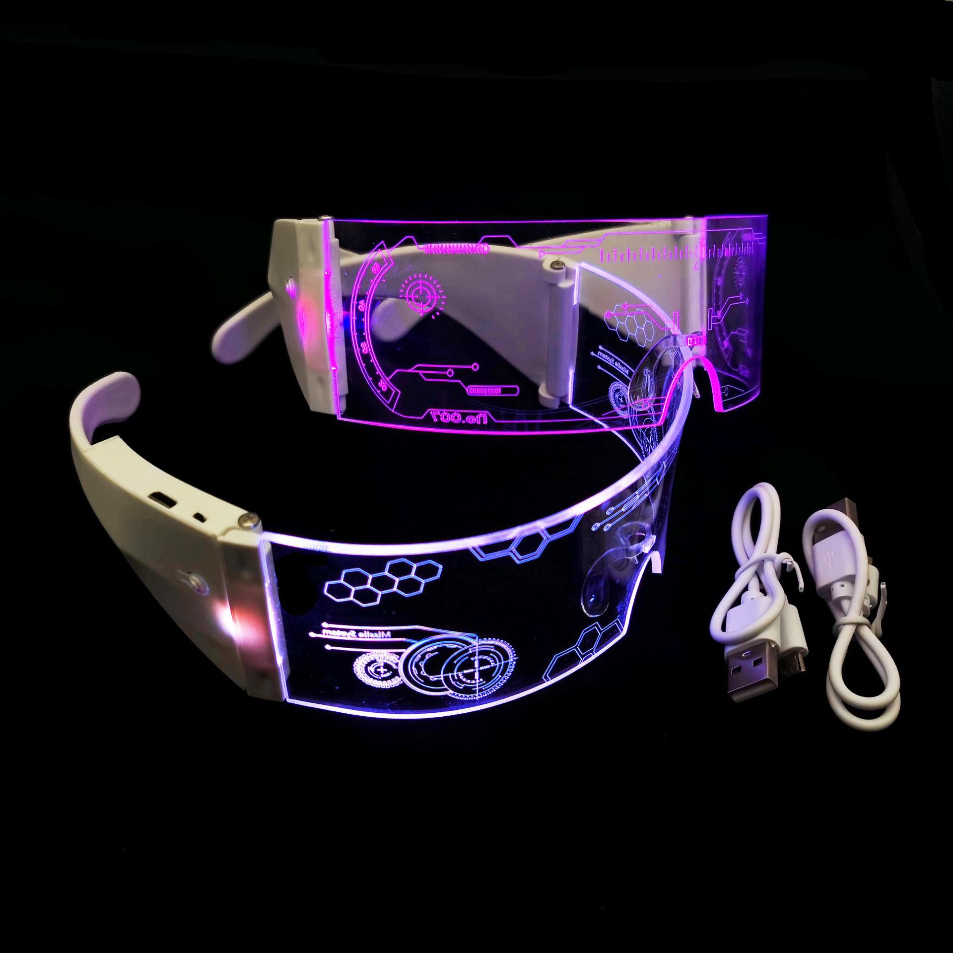 亚马逊热销led灯发光眼镜潮新款充电全彩酒吧派对用品科技七彩图