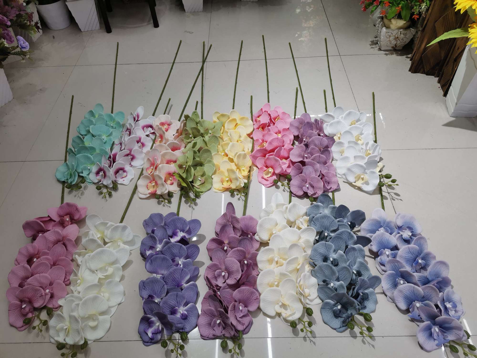 New simulation 9-head 3D Phalaenopsis decorative engineering flower