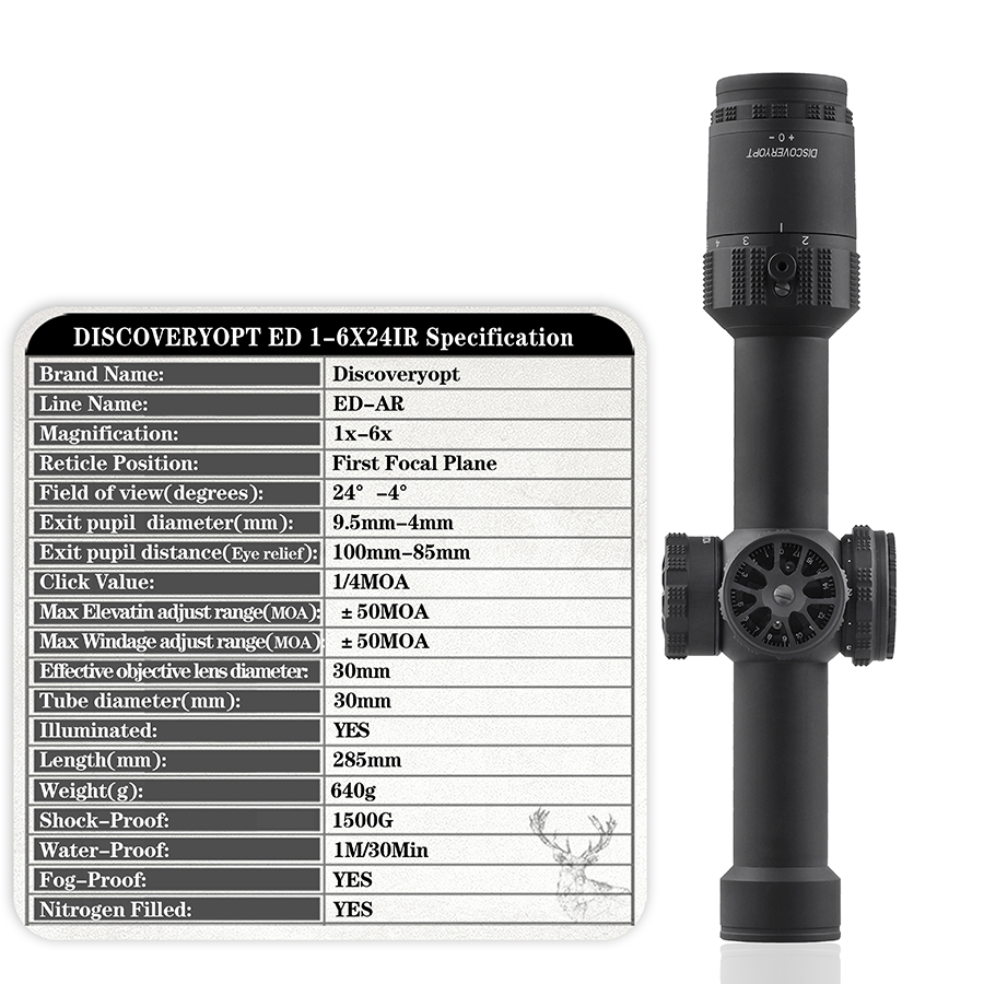 DISCOVERY ED-AR 1-6X24IR FFP 2022 New Speed-Aiming Front Telescope Specification image