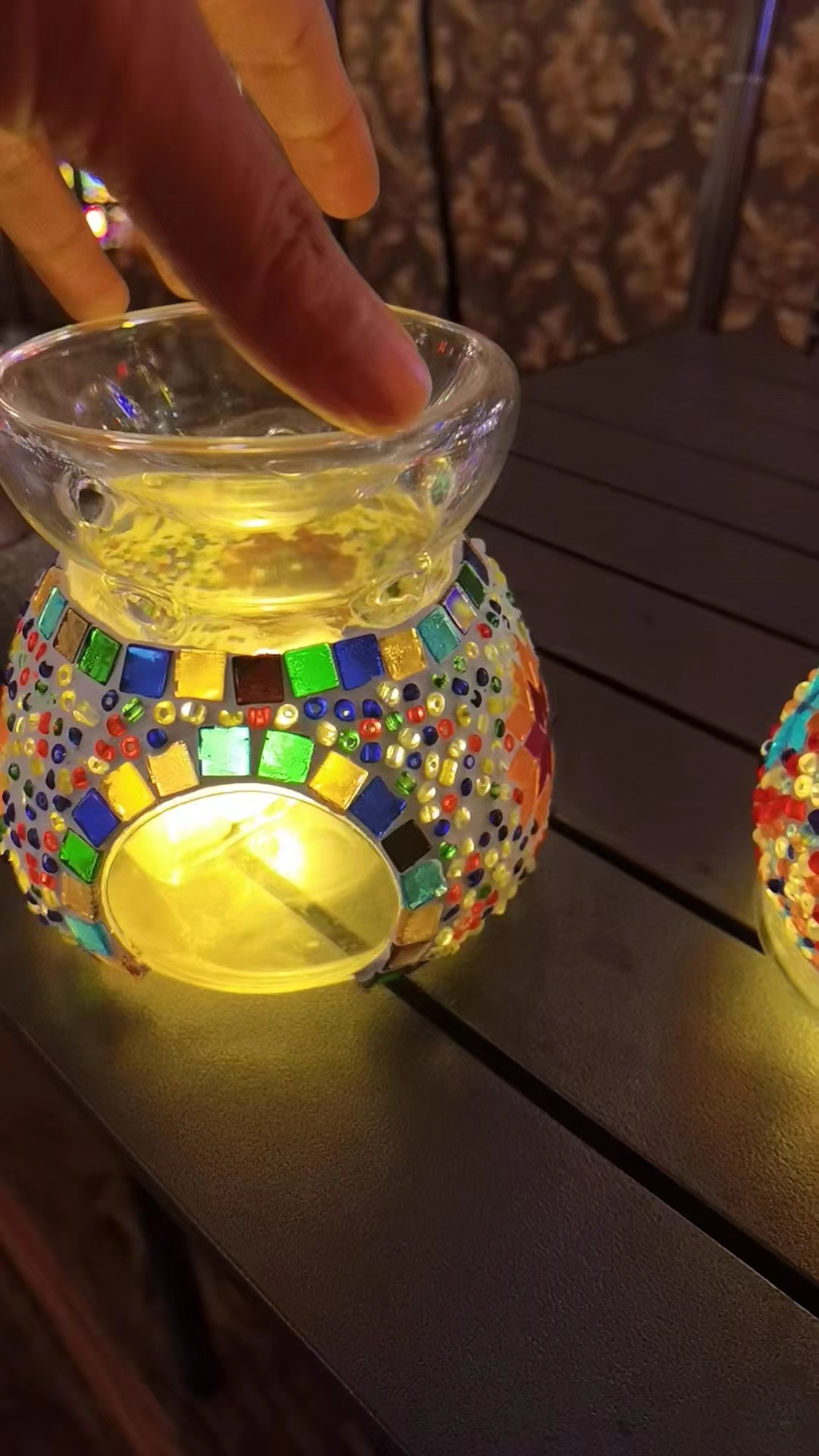 马赛克工艺/玻璃烛台/小香炉细节图