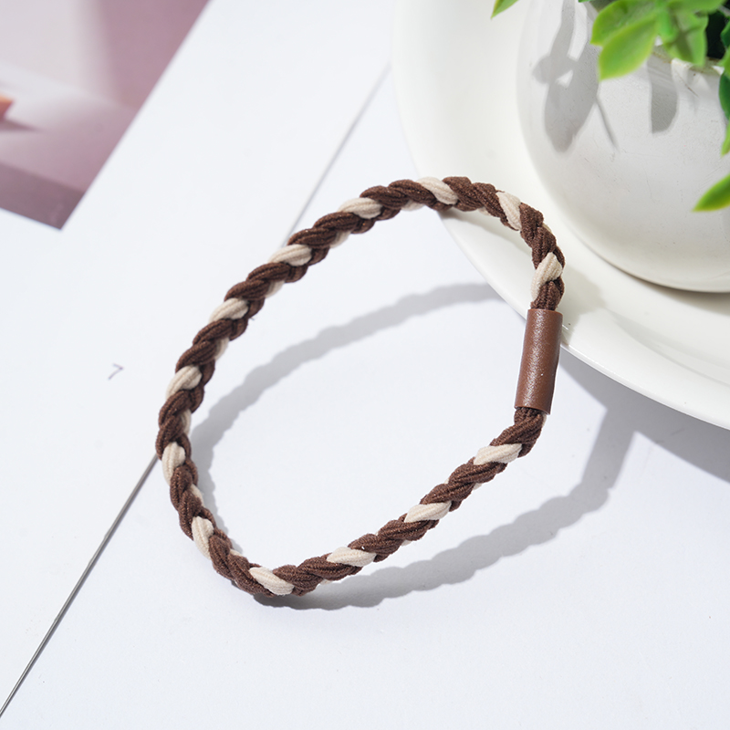 Small flat thread braided hair bands, Korean-style women's hair ties, basic ponytail tying, hair identification ropes, high-elasticity rubber bands, leather covers, headwear Specification image