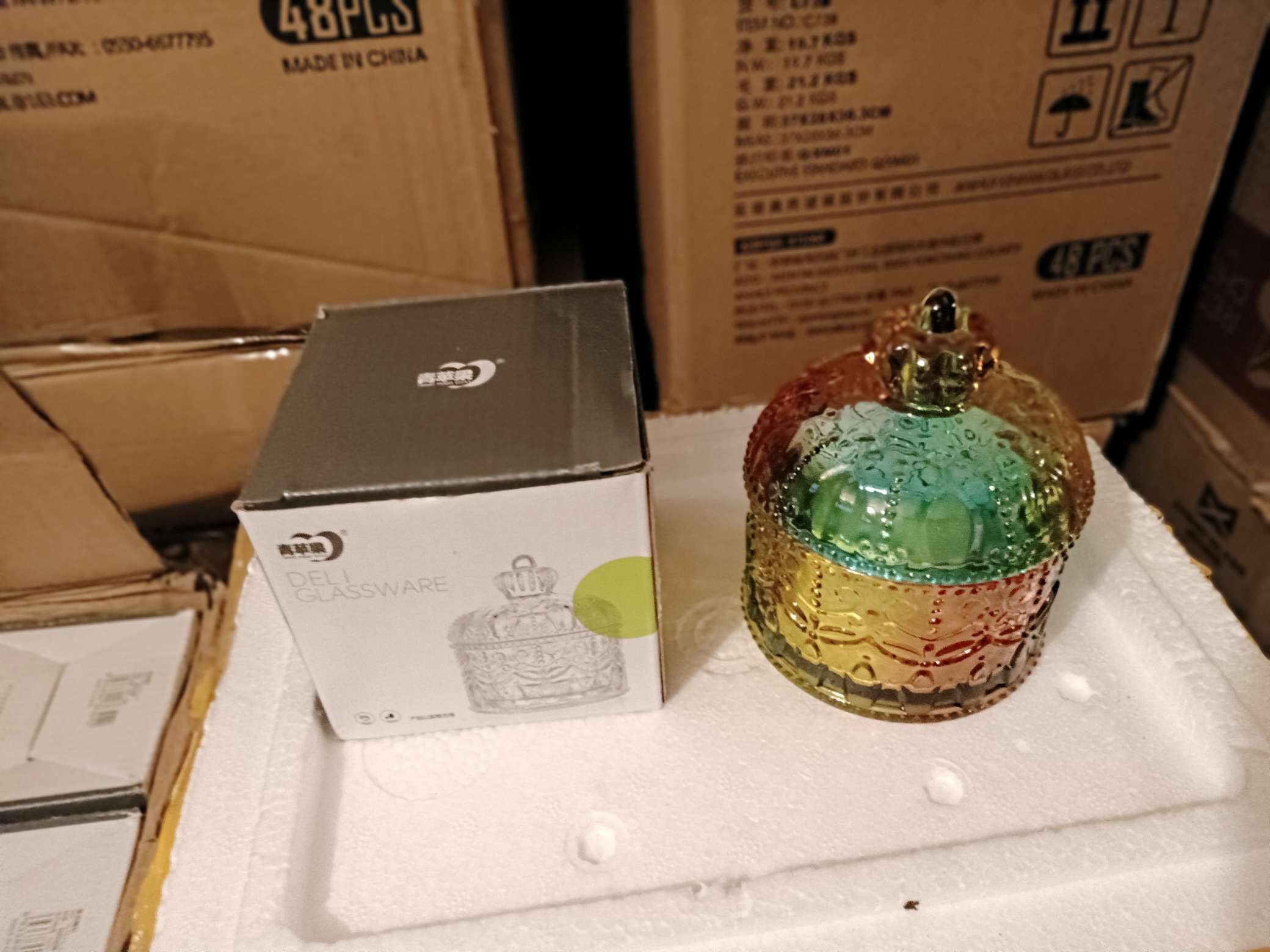 琉璃玻璃糖缸细节图