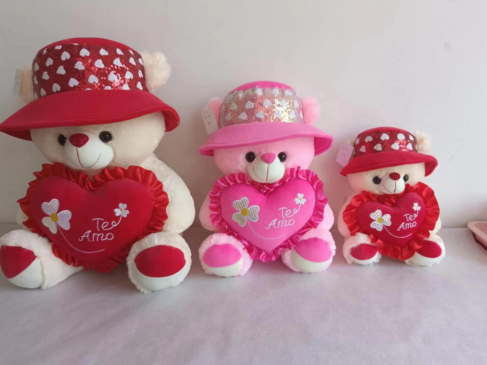 The two colors of the plush toy and the hat bear are mixed details Picture