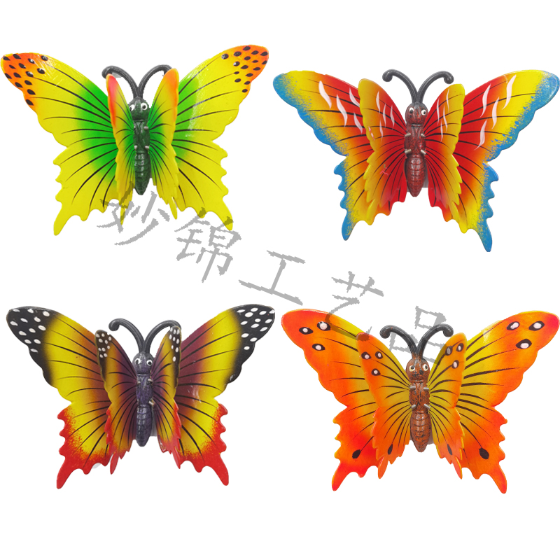 3D立体彩色塑料 3+4双层蝴蝶冰箱贴创意家居背景装饰工艺品装饰品