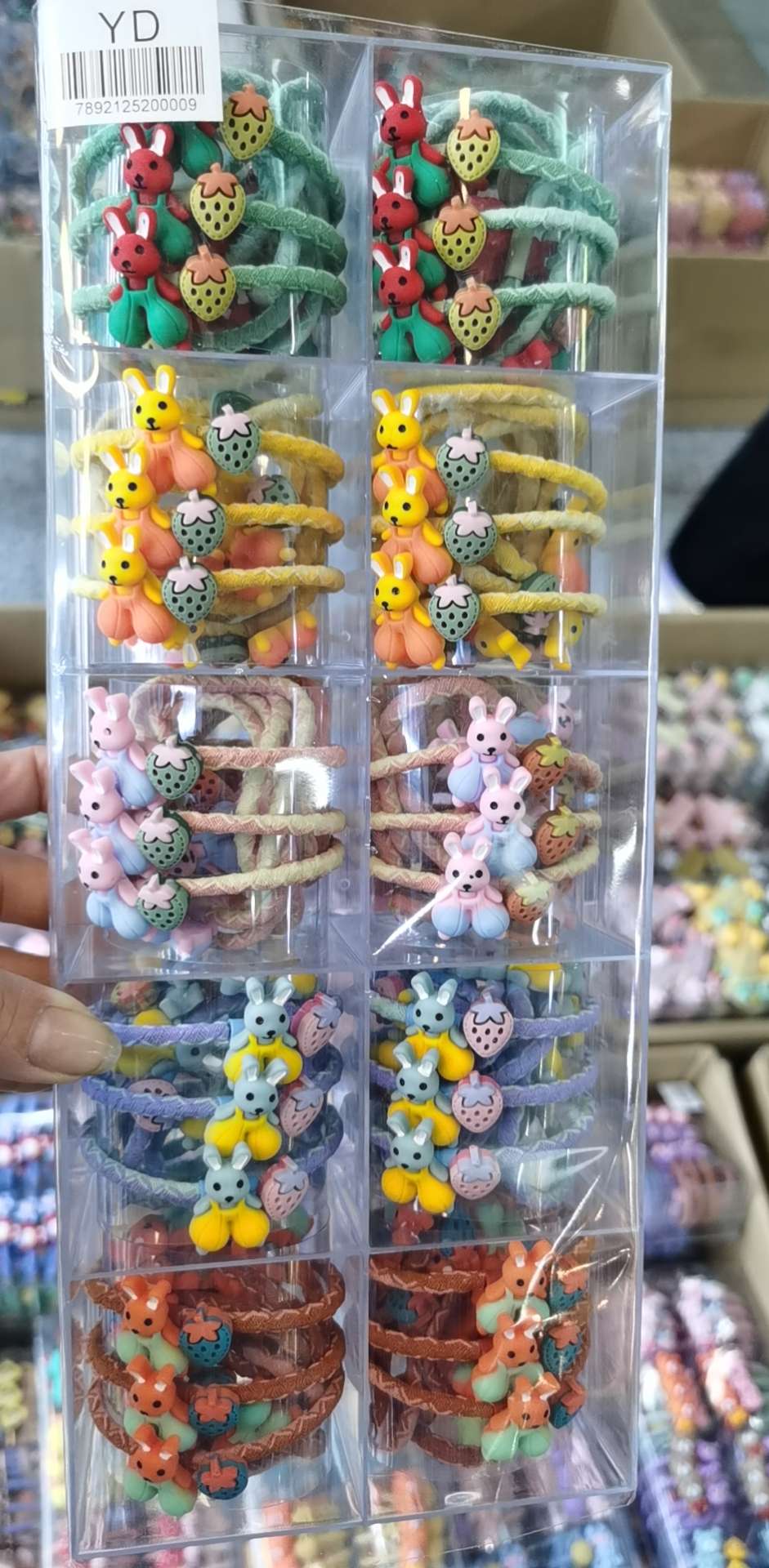 100个装韩版流行款5颜色兔子水果儿童皮筋                                       