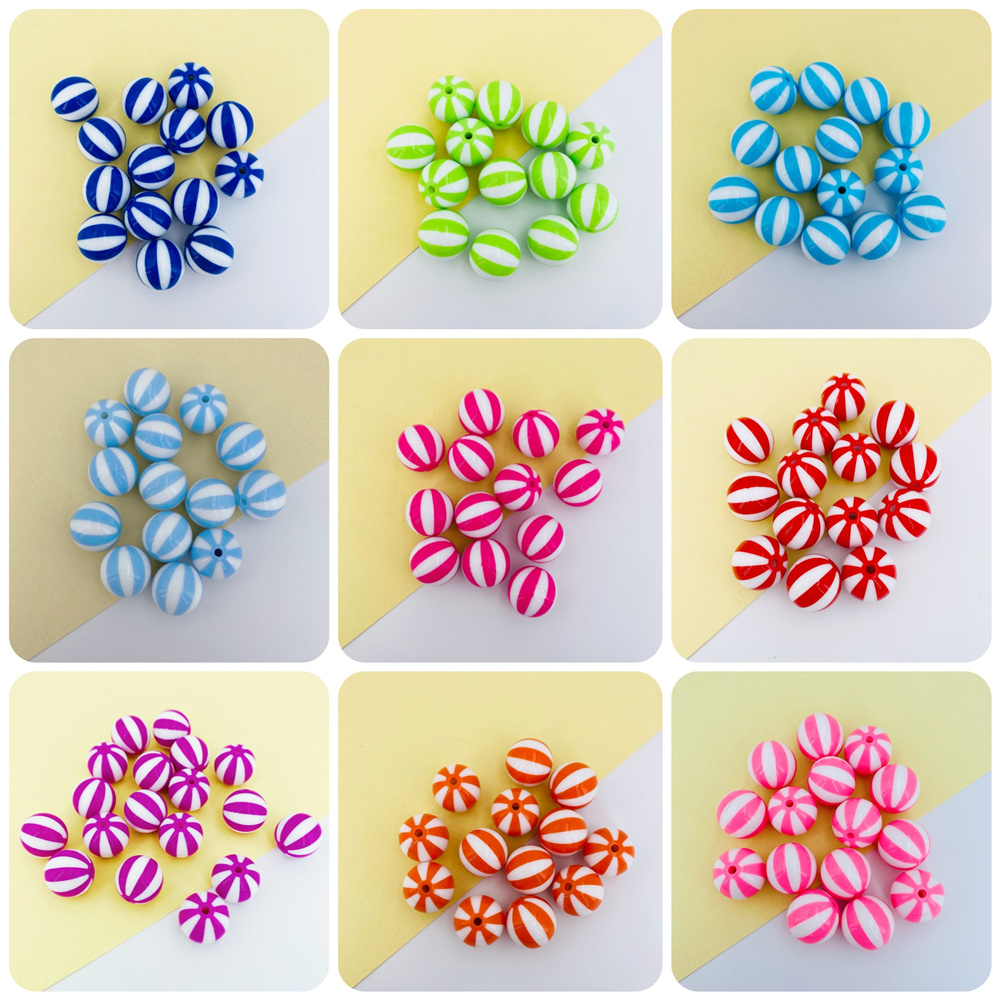 DIY beaded jewelry accessories wholesale acrylic round beads, striped beads, solid color, candy color, two-color straight hole beads, loose beads Application Scenario