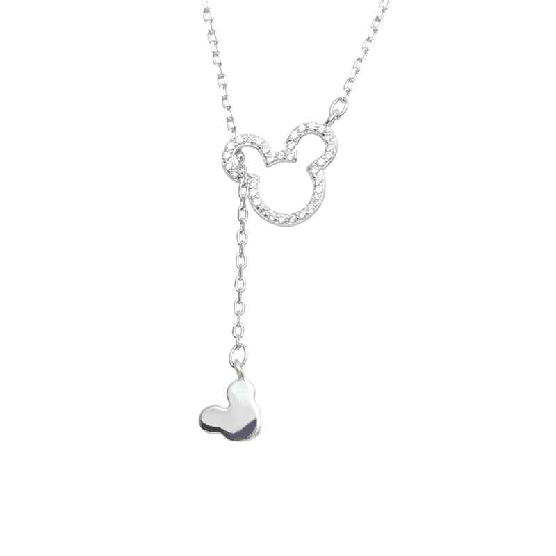 Hollowed-out four-leaf clover pendant necklace, collarbone chain, stud earrings, stainless steel seven-color chain wholesale 16