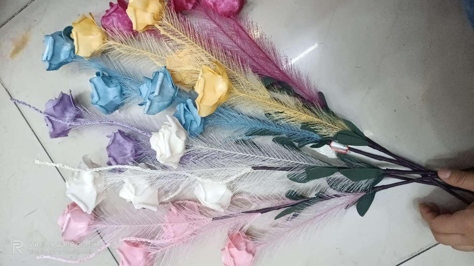 Dried flower reeds, roses, peonies, artificial PE decorative flowers, wedding craftsmanship Specification image