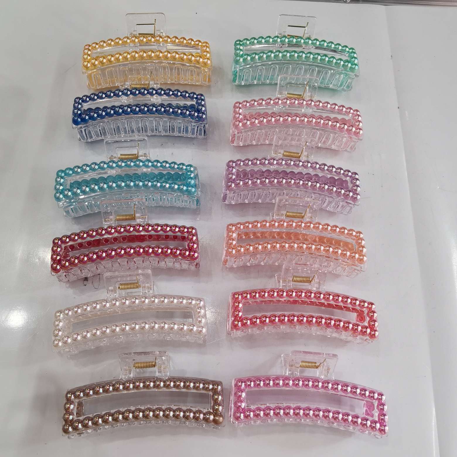 Popular and trendy bestseller, classic and fashionable style for women, candy, pearl, colored pearl, AB irion-colored pearl, transparent champagne, colored pearl, square grabber Specification image